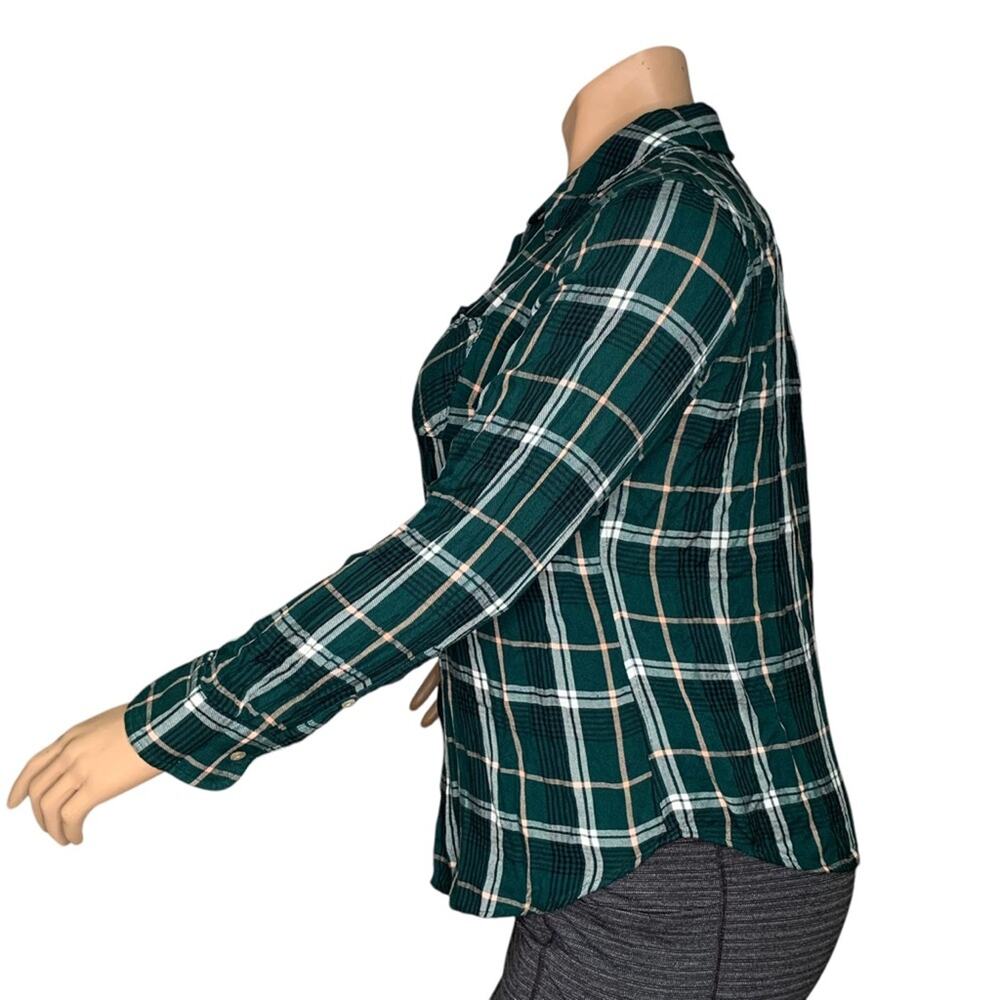 AVA & VIV Plaid Collared Buttons Down Shirt Green White Black Size 1X - Picture 5 of 7